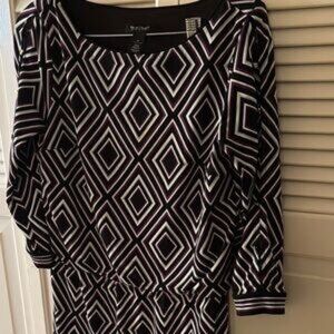 White House Black Market Geometric Black and White Dress
